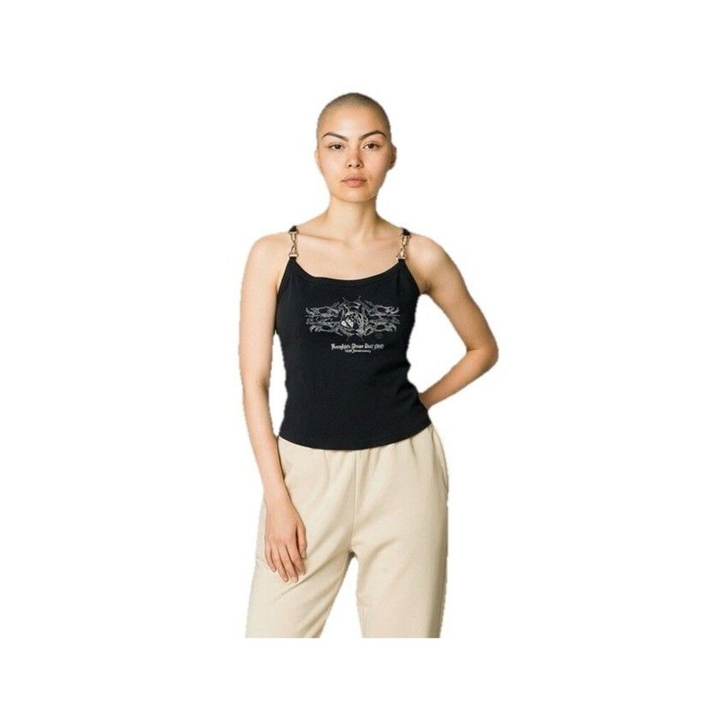 Biker Design L Buckle Crop Tank Top Laughlin River Run 2002 Motorcycle Wolf Vtg